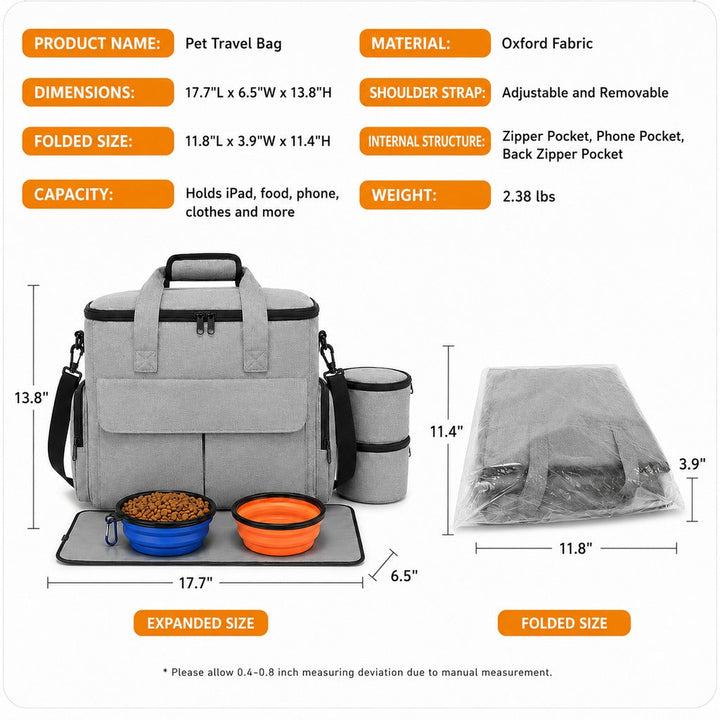 Pet Travel Bag for Dogs & Cats