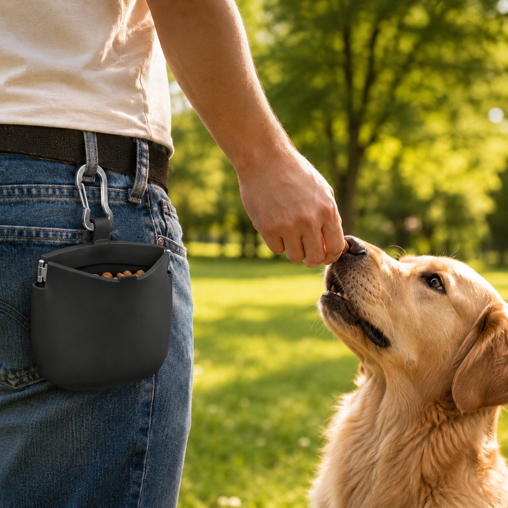 Hands-Free Silicone Dog Treat Pouch for Walks & Training