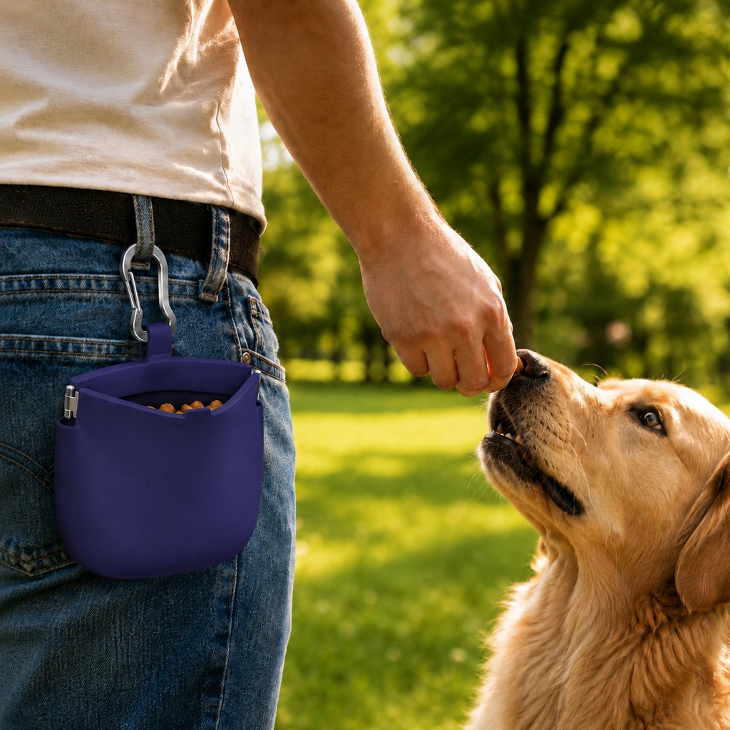 Hands-Free Silicone Dog Treat Pouch for Walks & Training