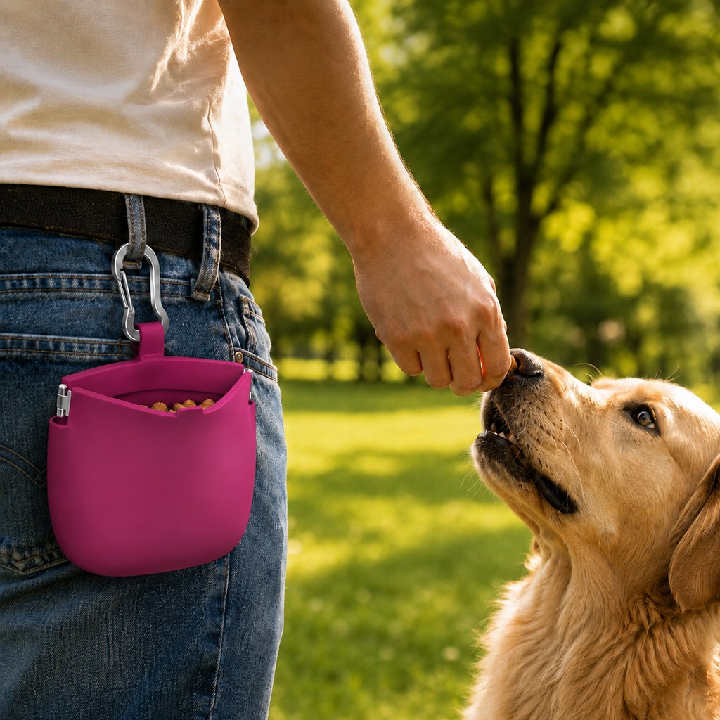 Hands-Free Silicone Dog Treat Pouch for Walks & Training