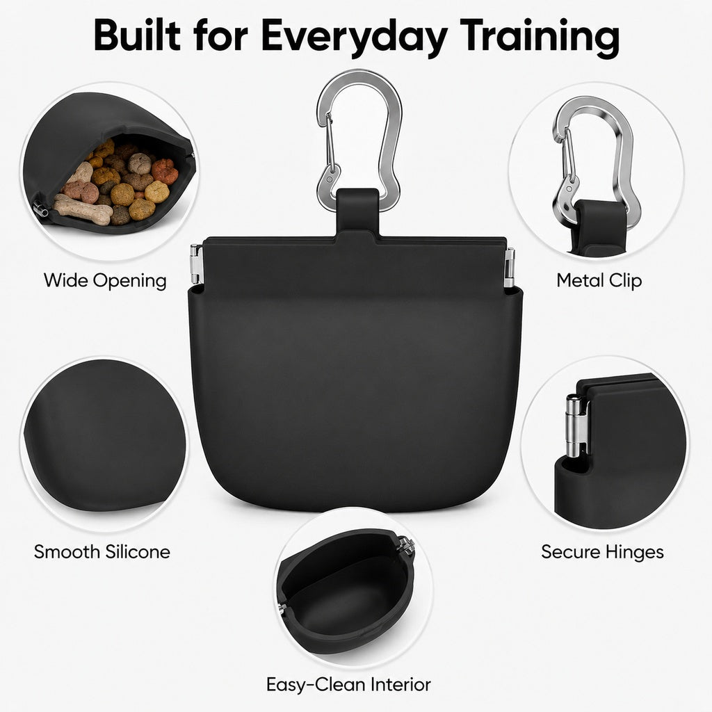 Hands-Free Silicone Dog Treat Pouch for Walks & Training