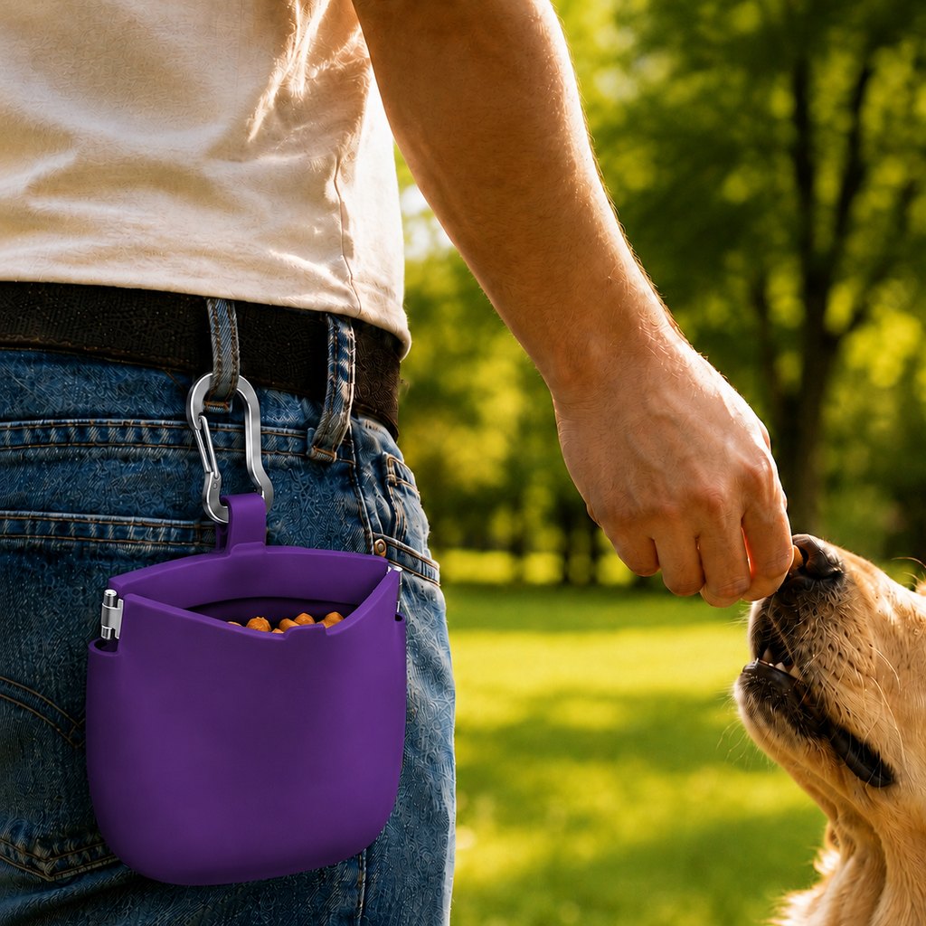 Hands-Free Silicone Dog Treat Pouch for Walks & Training