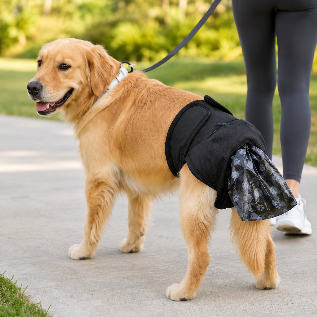 Dog Waste Catcher Pants with 50 Bags for Daily Walks | Less Bending, Easier Poop Cleanup