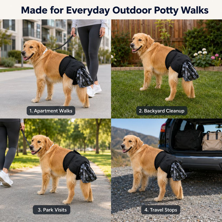 Dog Waste Catcher Pants with 50 Bags for Daily Walks | Less Bending, Easier Poop Cleanup