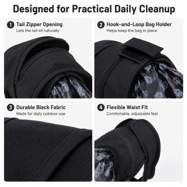 Dog Waste Catcher Pants with 50 Bags for Daily Walks | Less Bending, Easier Poop Cleanup