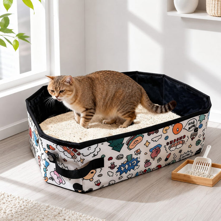 Portable Foldable Cat Litter Box for Road Trips, Hotels & RV Travel