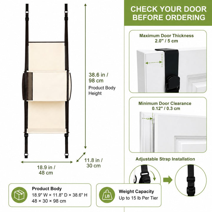 3-Tier Door-Mounted Hanging Cat Tree for Apartments