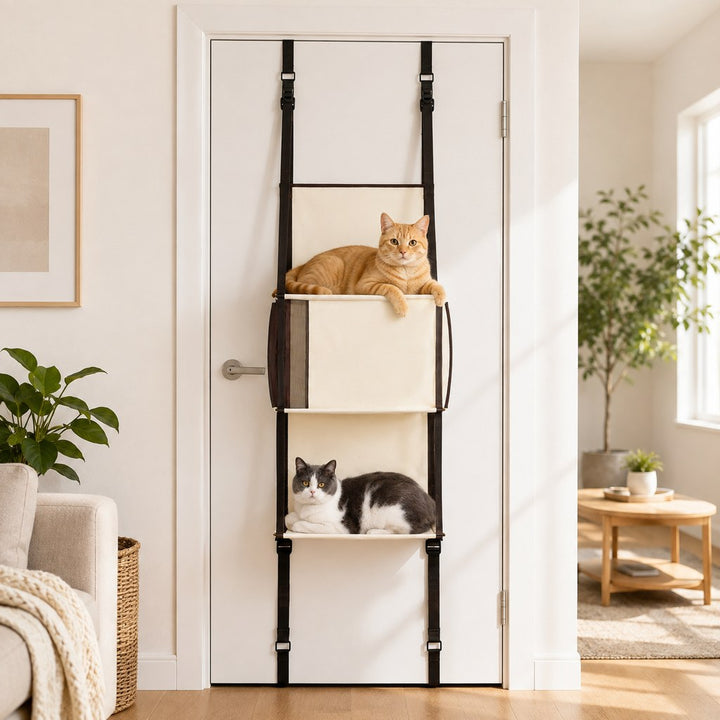 3-Tier Door-Mounted Hanging Cat Tree for Apartments