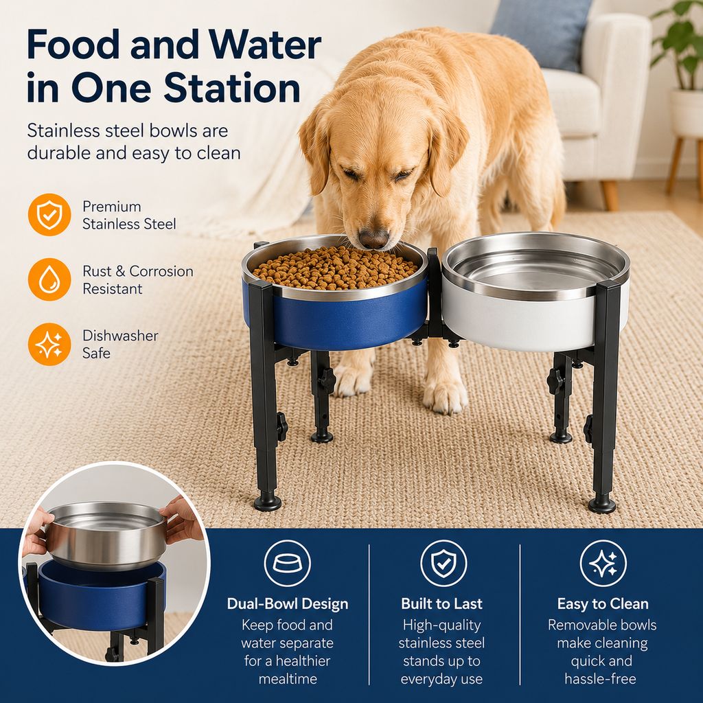 Adjustable Raised Dog Bowl Stand for Home Feeding