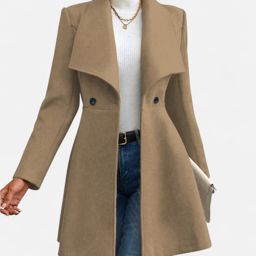 Women's Button-Front Lined Coat in Light Brown
