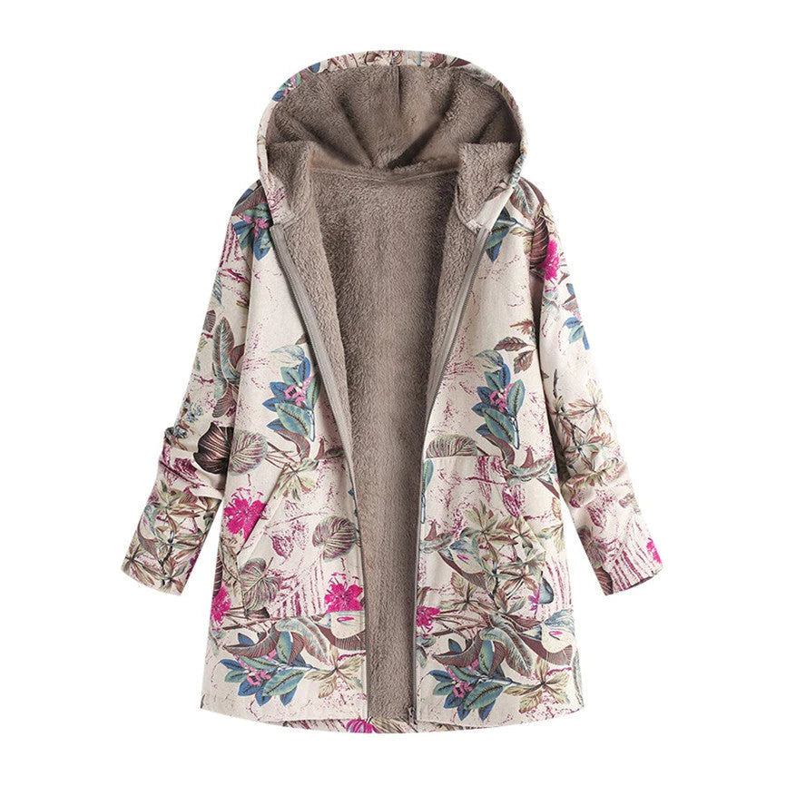 Women's Floral Hooded Winter Coat