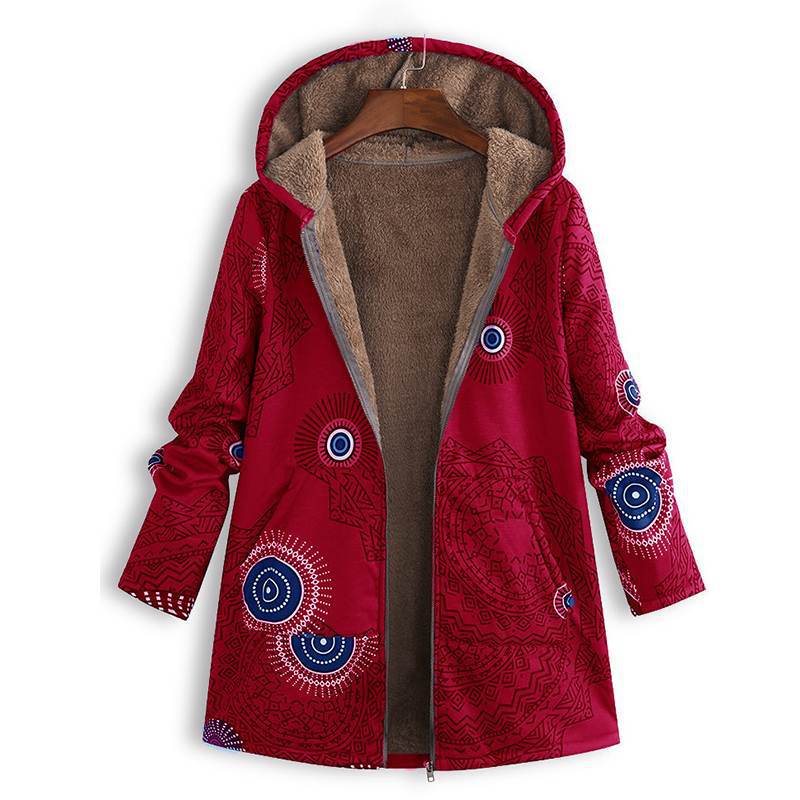 Women's Floral Hooded Winter Coat