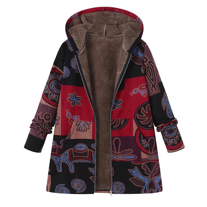 Women's Floral Hooded Winter Coat