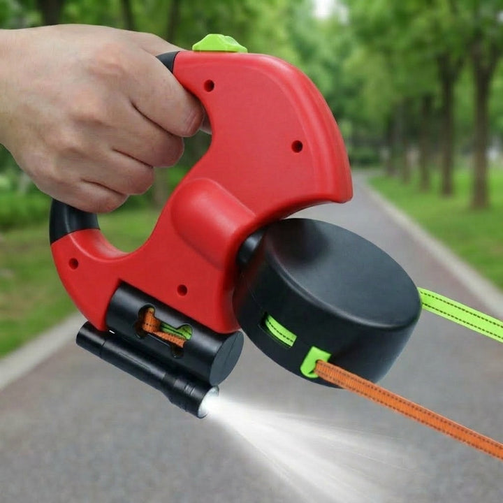 Dual Dog Leash | 360° Tangle-Free Retractable with LED Light & Built-In Poop Bag Holder