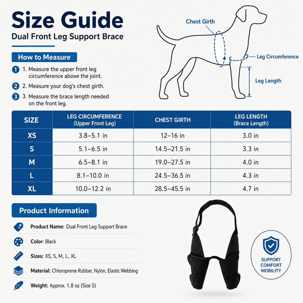 Dual Front Leg Dog Support Brace for Walking & Rest