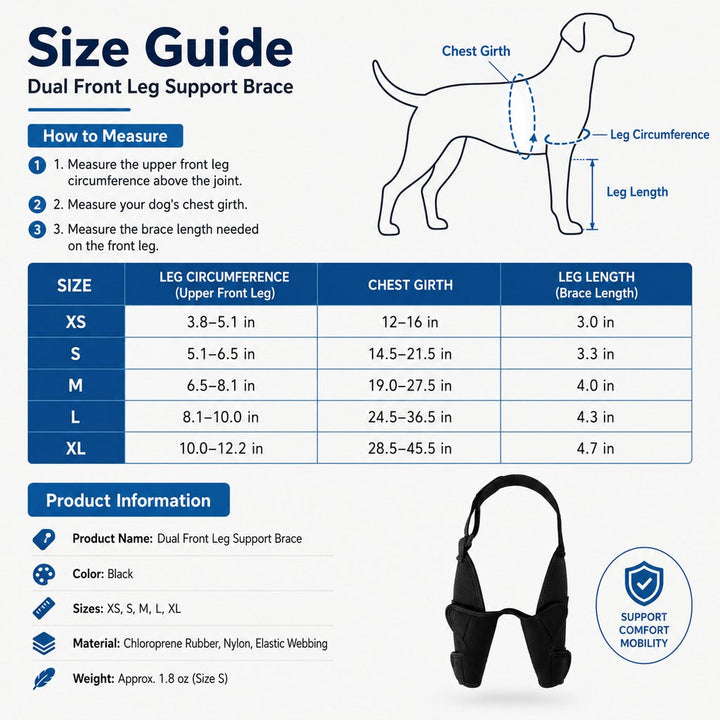 Dual Front Leg Dog Support Brace for Walking & Rest