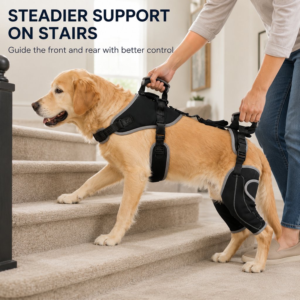 Full-Body Dog Lift Harness with Dual Rear-Leg Support | Easier Standing, Stairs & Car Entry