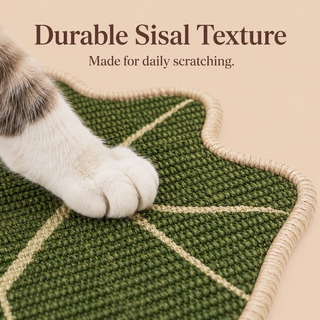 Botanical Stick-On Sisal Cat Scratcher Mat for Walls, Doors & Floors
