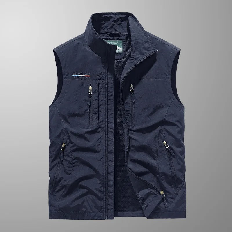 Men's Zip-Through Padded Gilet for Autumn and Winter in Black, image 14