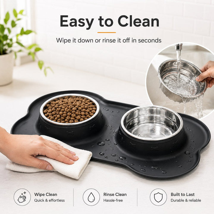 Spill-Proof Dual Pet Bowl for Cats & Dogs | Mess-Free Food & Water Station for Cleaner Floors