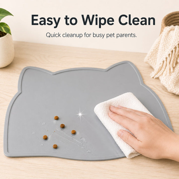 Raised-Edge Silicone Pet Feeding Mat for Cats & Dogs | Keeps Floors Clean at Mealtime