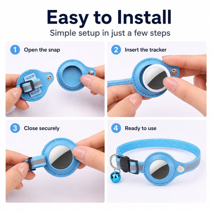 AirTag-Compatible Reflective Pet Tracking Collar for Cats & Small Dogs