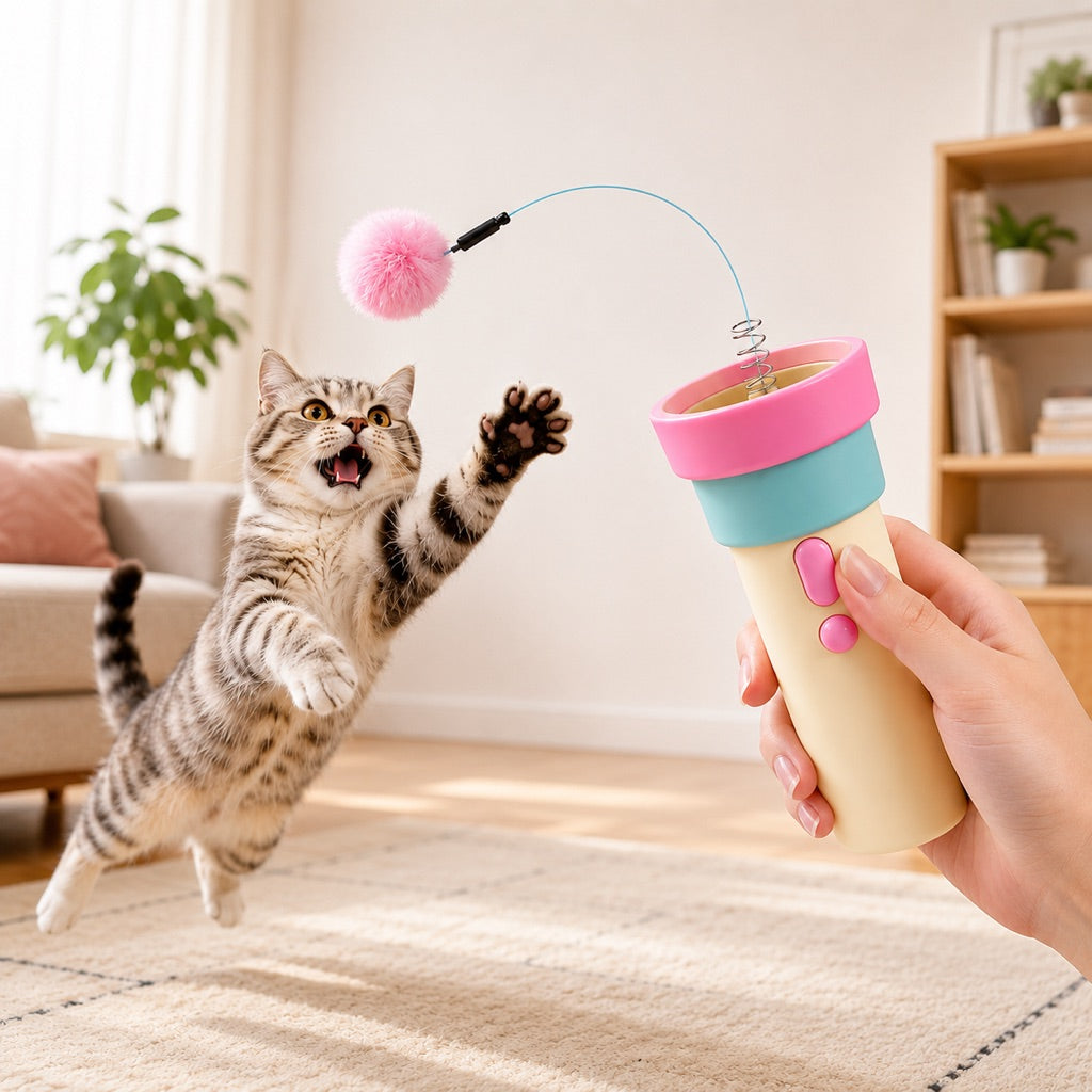 One-Click Electric Cat Teaser Launcher for Indoor Cats