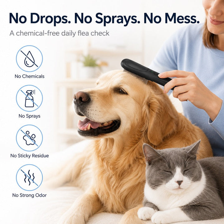 Electric Flea Comb for Dogs & Cats | At-Home Flea Check & Loose Hair Grooming Without Sprays