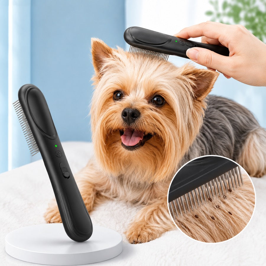 Electric Flea Comb for Dogs & Cats | At-Home Flea Check & Loose Hair Grooming Without Sprays