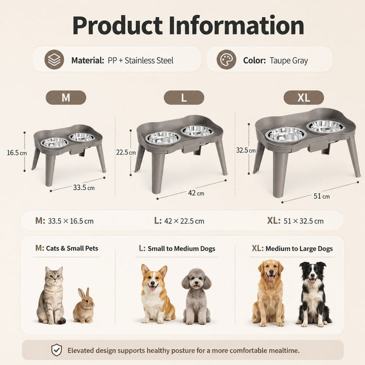 Elevated Pet Feeder with Spill Guard for Cats & Dogs