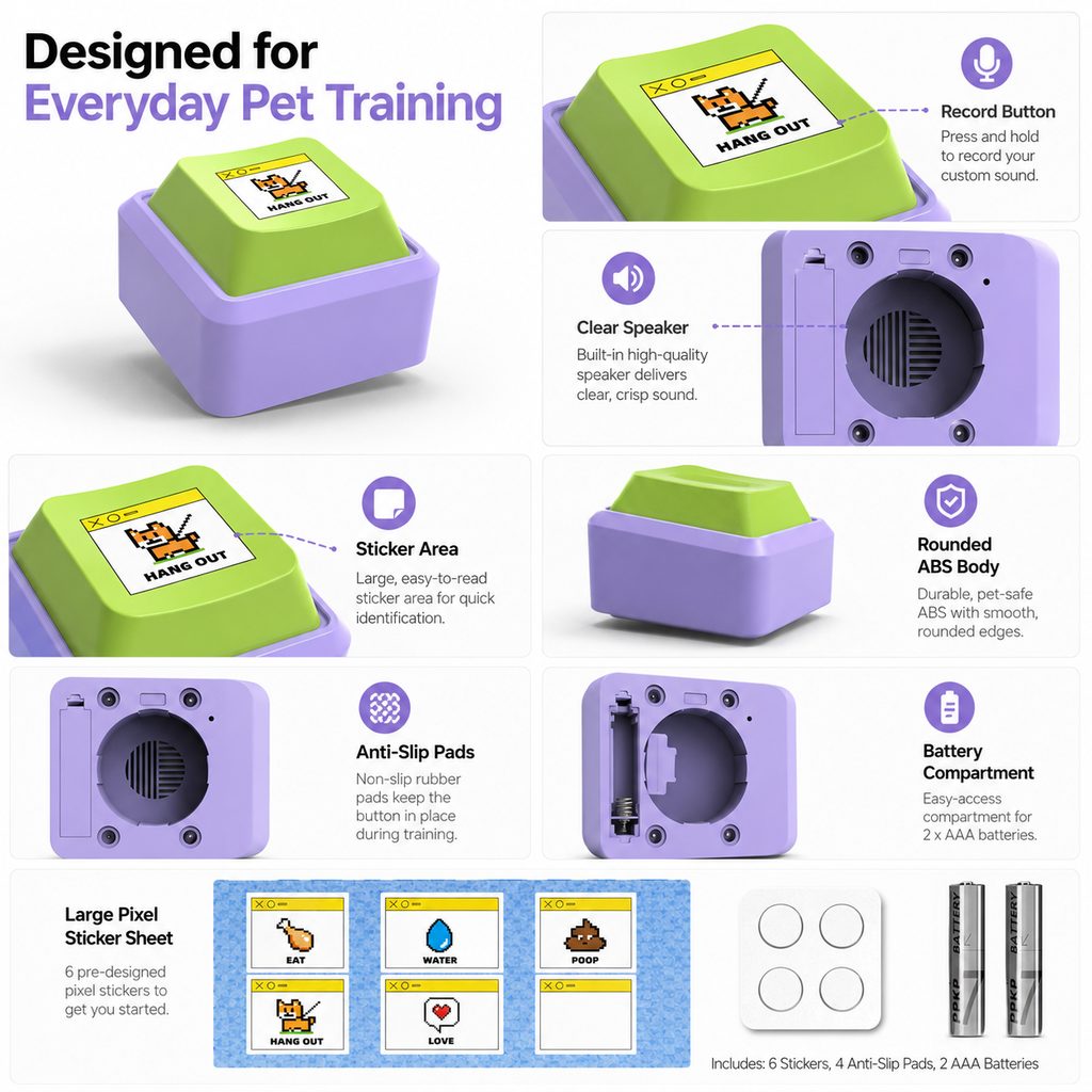 PawTalk Recordable Pet Communication Button for Dogs & Cats