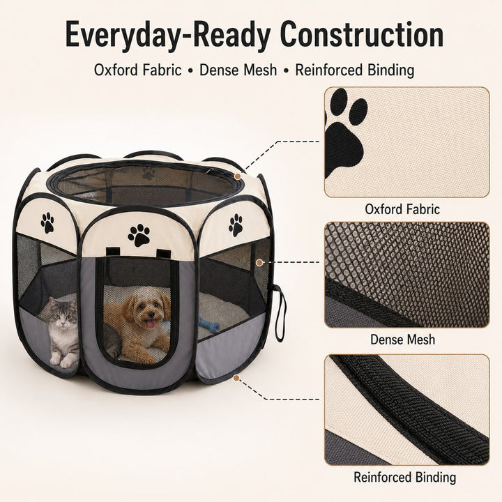 Portable Foldable Dog & Cat Playpen for Home, Travel & Camping