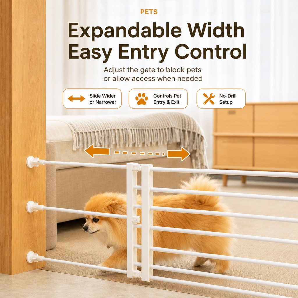 No-Drill Expandable Pet Gate for Doorways | Adjustable Indoor Barrier for Small Dogs