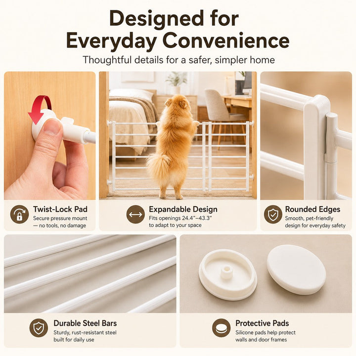 No-Drill Expandable Pet Gate for Doorways | Adjustable Indoor Barrier for Small Dogs