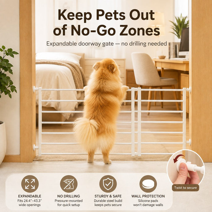 No-Drill Expandable Pet Gate for Doorways | Adjustable Indoor Barrier for Small Dogs