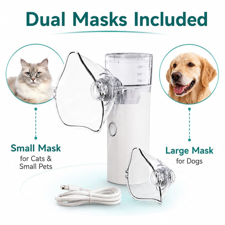 Portable Pet Nebulizer Care Kit for Cats & Dogs | Quiet Mist Device for Senior & Sensitive Pets