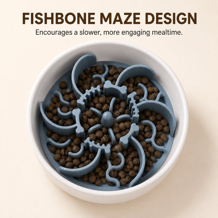 Fishbone Slow Feeder Bowl Insert for Fast-Eating Dogs