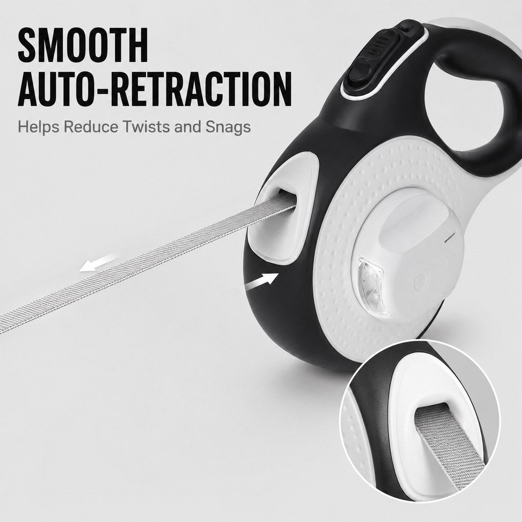 LED Retractable Dog Leash for Evening Walks