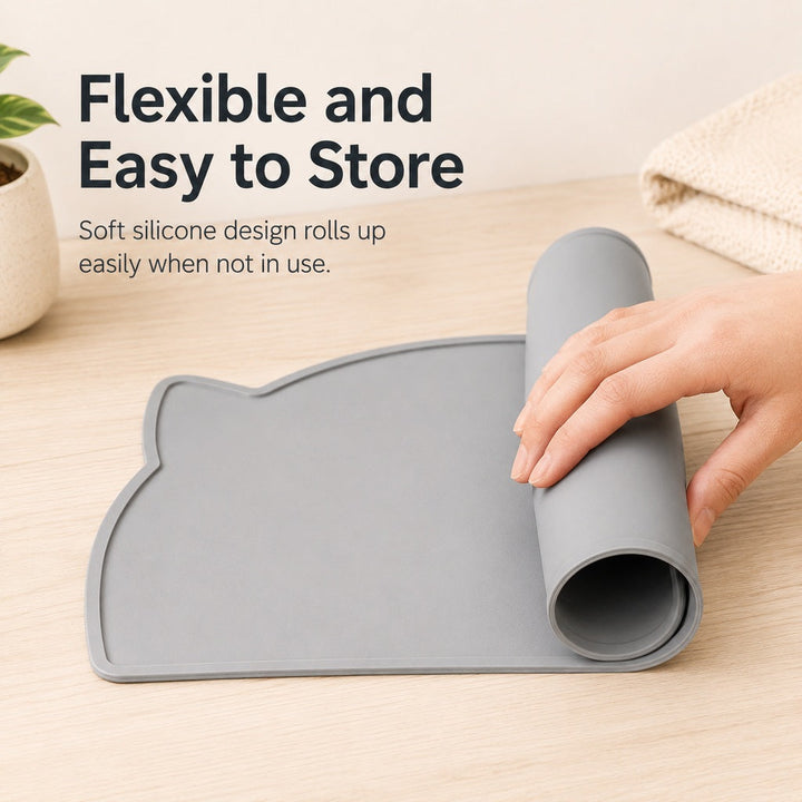 Raised-Edge Silicone Pet Feeding Mat for Cats & Dogs | Keeps Floors Clean at Mealtime