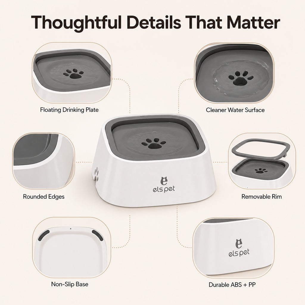 Floating Pet Water Bowl for Home & Car | Less Splash, Cleaner Floors