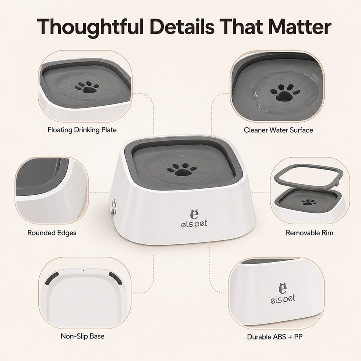 Floating Pet Water Bowl for Home & Car | Less Splash, Cleaner Floors