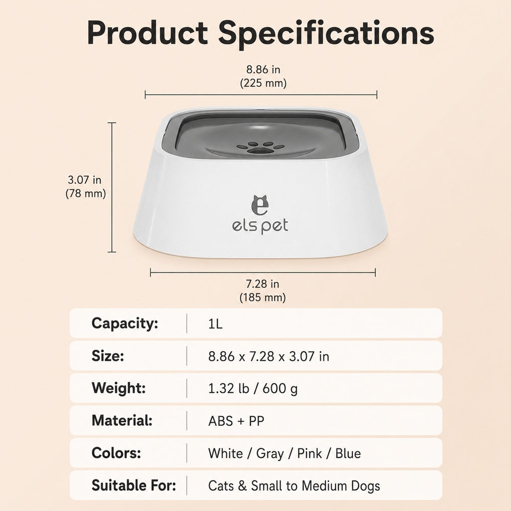 Floating Pet Water Bowl for Home & Car | Less Splash, Cleaner Floors