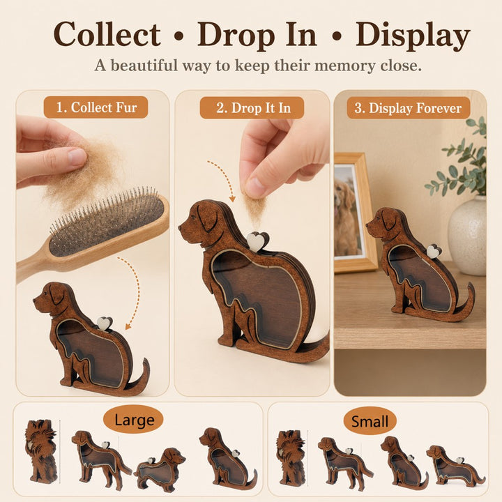 Wooden Pet Fur Keepsake Box for Grooming Memories & Pet Loss