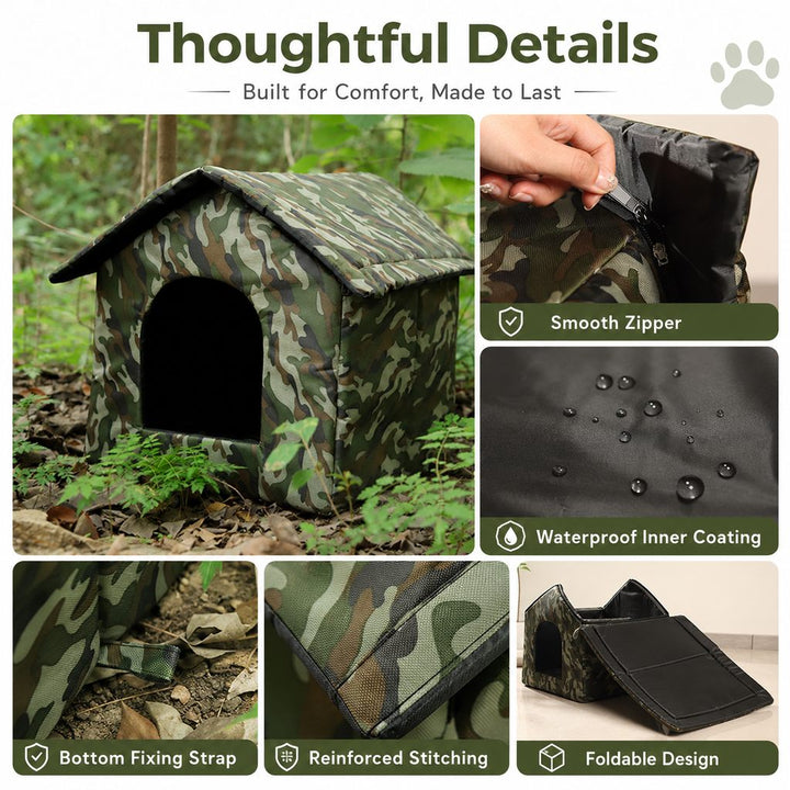 Weather-Resistant Outdoor Cat House for Porches & Backyards