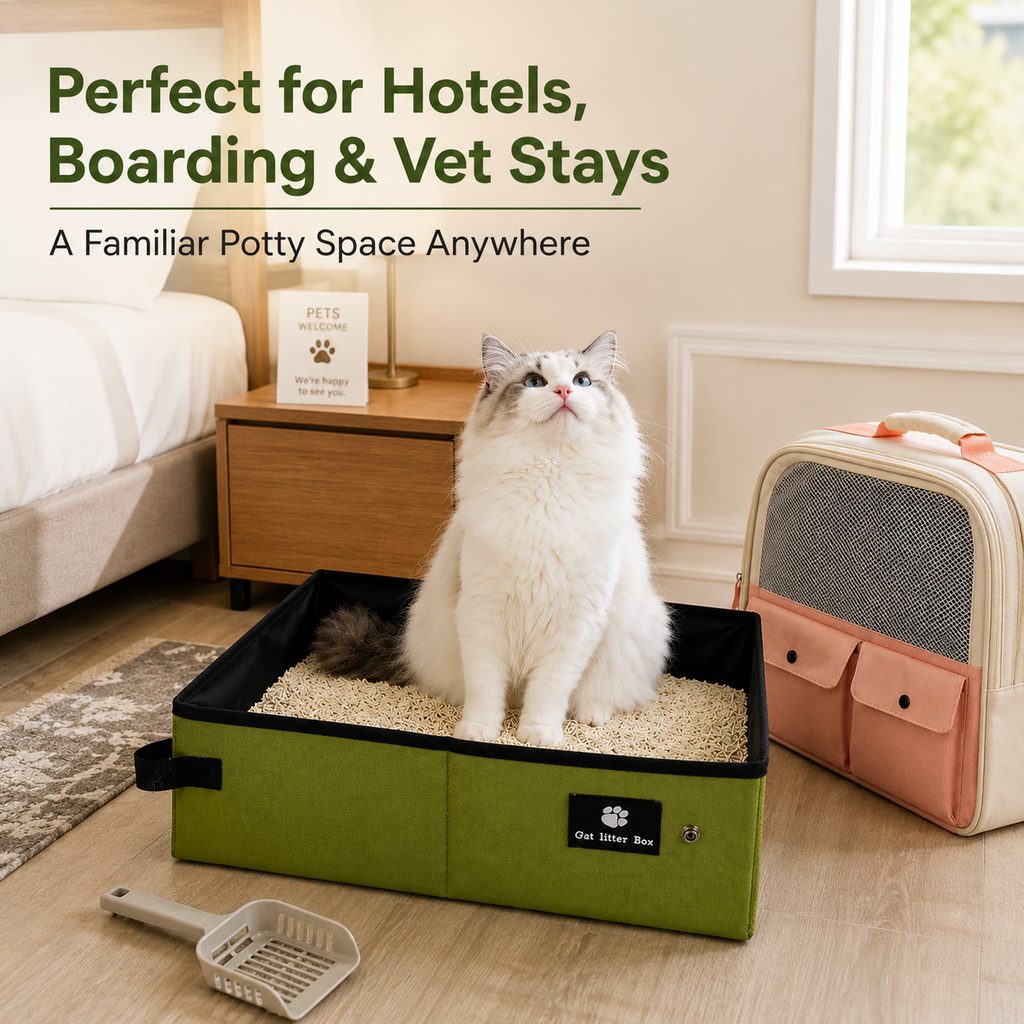 Portable Foldable Cat Litter Box for Road Trips, Hotels & RV Travel