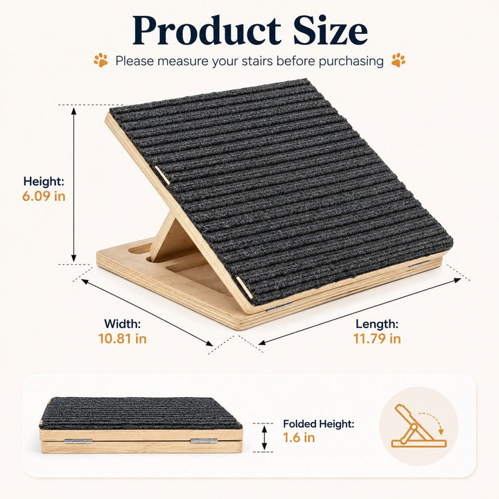 Foldable Wooden Dog Stairs for Small Dogs | Non-Slip Pet Ramp for Sofa, Bed & Indoor Steps