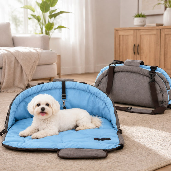 2-in-1 Foldable Dog Travel Bed & Carry Bag