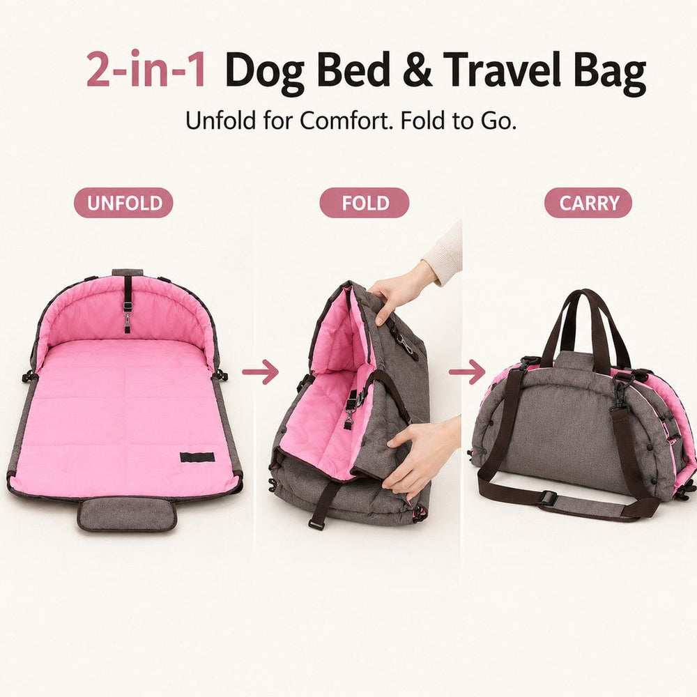 2-in-1 Foldable Dog Travel Bed & Carry Bag