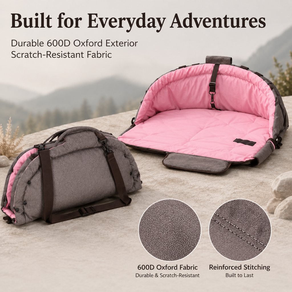 2-in-1 Foldable Dog Travel Bed & Carry Bag