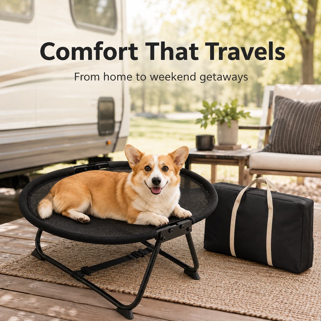 Foldable Elevated Pet Cot for Cats & Small Dogs